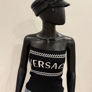 Versace Runway Logo Strapless Tube Top Black Size 40 / Small Never Worn